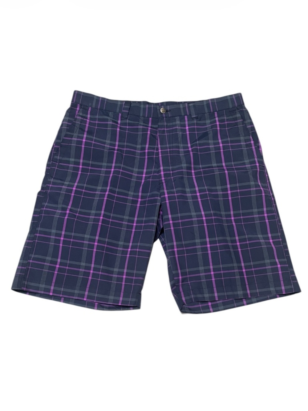 MEN'S CALLOWAY FLAT FRONT PLAID GOLF SHORTS SIZE 36 PURPLE
